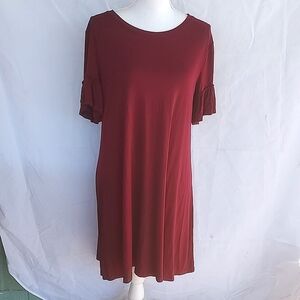 Mossimo Maroon Short Dress Ruffled Flutter Sleeves Flowing Boho